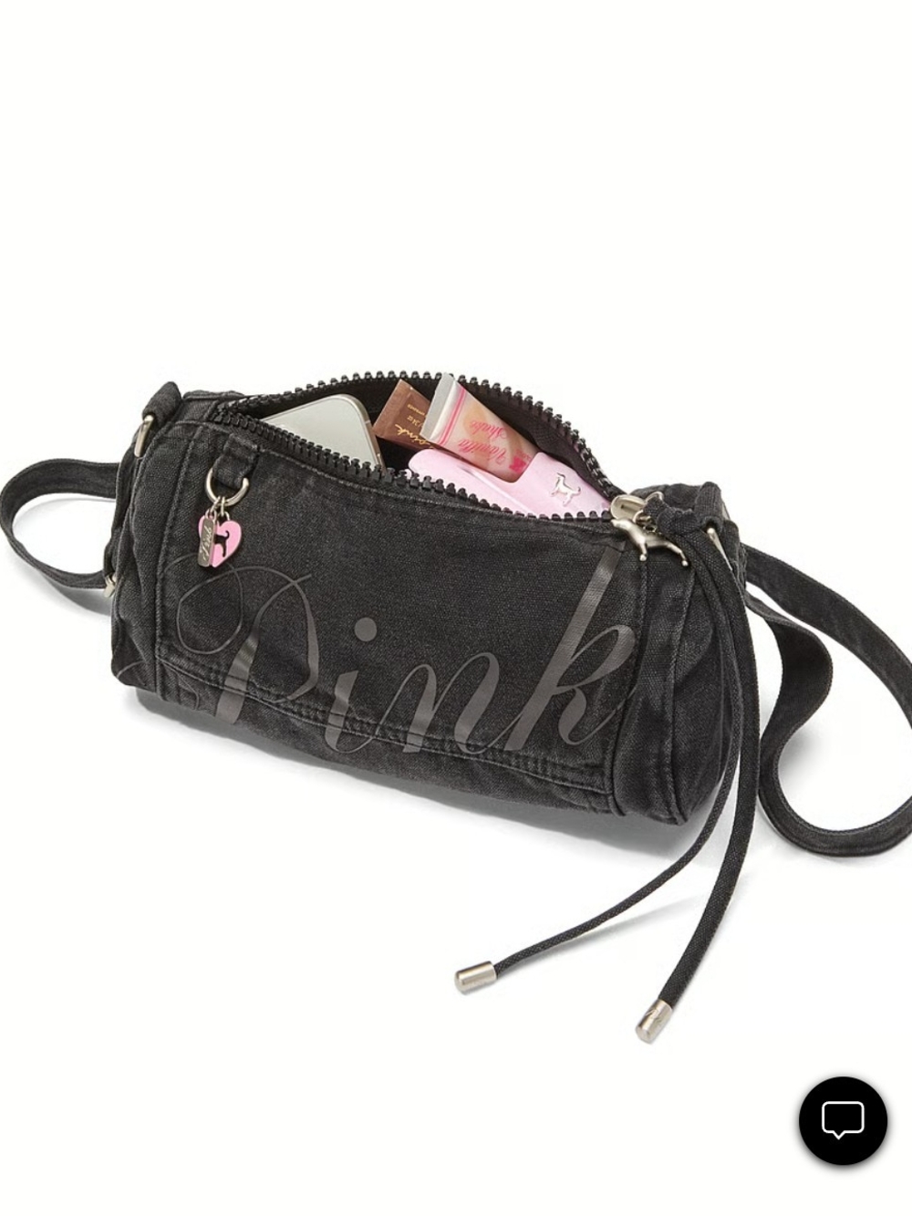 🆕 PINK Victoria's Secret Black Barrel Crossbody Bag